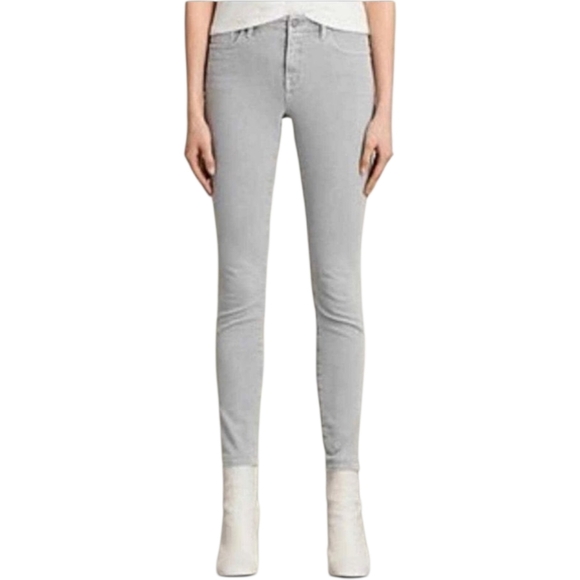 ALL SAINTS Jewel Jeans Light Grey Super Skinny Sculpting Stretch Women's 28 Edgy - Picture 1 of 12